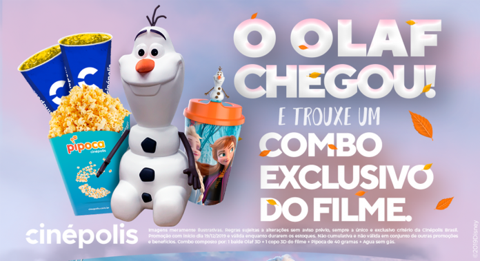 Olaf vira balde de pipoca em combo de Frozen 2